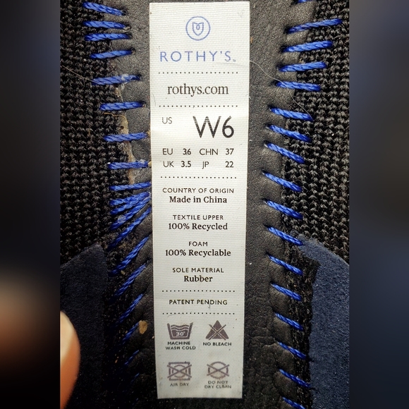 Rothy's The Flat Black Round Toe White Halo Slip on Shoes Retired Size 6 - Picture 8 of 10